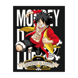 Vector Luffy One Piece minimalista bicolor rojo negro sombrero paja calavera pirata tentáculos